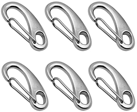 SyiXute 6 Mousquetons Escalade, Acier Inoxydable Charge Maximale 100 KG, Ressort Porte Mousqueton 50 mm pour Camping, Randonnée, Extérieur