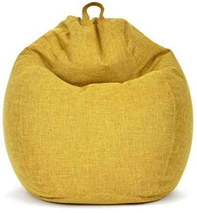 Green Bean Square XXL Indoor Bezug aus Leinen 80x90 cm - ohne Füllung - Sitzsackhülle, Sitzsackbezug - kuschelig, weich, robust - waschbar, mit Extra-Innensack zum Umfüllen - Gelb