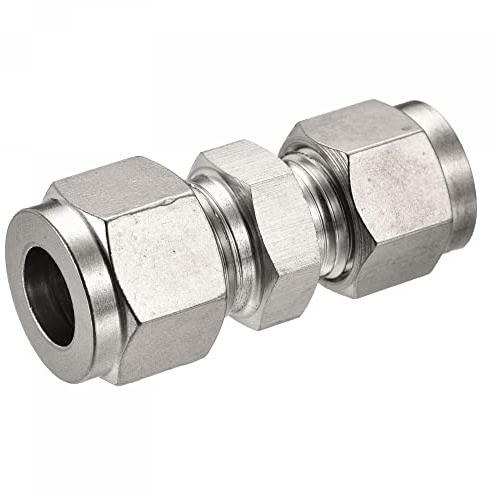 sourcing map Klemmrohrverschraubung 304 Edelstahl 8 mm x 10 mm Rohr OD Doppelhülse gerade Kupplung Adapter