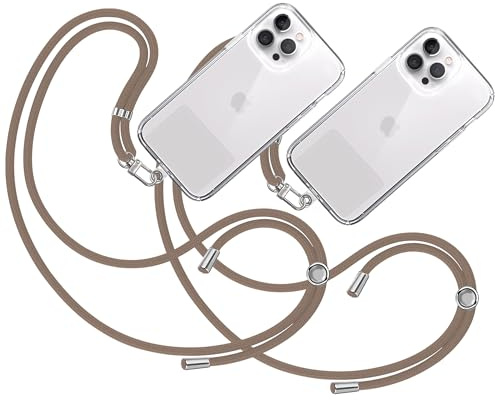 TBOC 2X Tour de Cou Telephone Portable Cordon Collier Laniere Universel [Brun] avec Patch de Fixation Sangle de Suspension Amovible Réglable Résistante Compatibles avec Plupart des Smartphones
