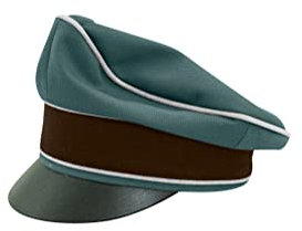 militaryharbor WW2 Deutsche Verwaltungspolizei Gabardine Crusher Visor Cap, Blau Grün Grau, 60