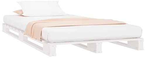 vidaXL Cama de Palets Somier Dormitorio Base Habitación Muebles Mobiliario Hogar Cuarto Descanso Madera Maciza de Pino Individual 90x190 cm