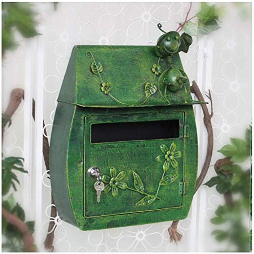 Sudemota Mailbox Mail Box Letterbox Cage Door Letter Guard Wall Mounted Basket Mail Catcher Weatherproof Post Box/Green 11.81in X6.29in X15.74in