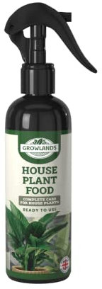 Growlands Indoor House Plant Food - 300 ml - Indoor Plant Liquid Spray Fertilizer - With Seaweed Extract - Designed For Use on All Plants - Ready to Use Mist Spray