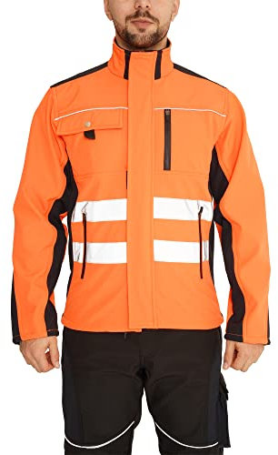 Sam Caan® Veste Softshell Hi Vis Hommes Haute visibilité Viz Réfléchissant Imperméable Manteau de chantier de sécurité Vêtements de travail