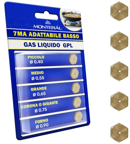 Satz von 5 Stück Düsen 7MB Methan für Gasherd und Gas Backofen Gasdüse CNG für Indesit Garantie 10 Jahre - Monteral