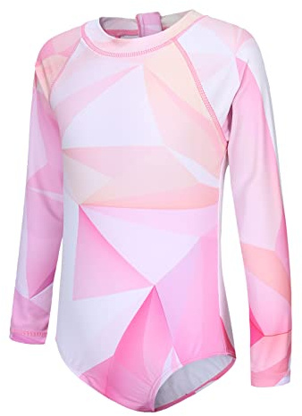 Girls Long Sleeve Swimsuit Kids One Piece Beach Rash Vest Girls Swimming Costume Age 15-16 Years