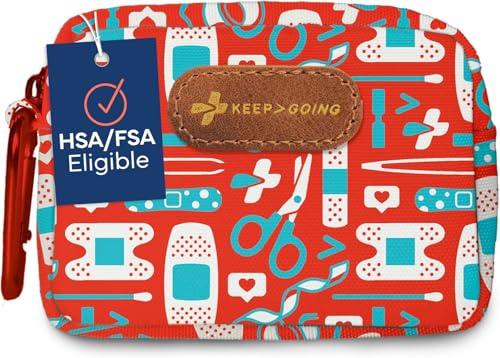 KeepGoing Small Travel First Aid Kit Kids – 60 Pc. Mini First Aid Kit for Purse, Diaper Bag, & Backpack with Latex-Free Bandages – 4 Oz., & 4.5 x 3.5 x 2 in, TSA-Approved