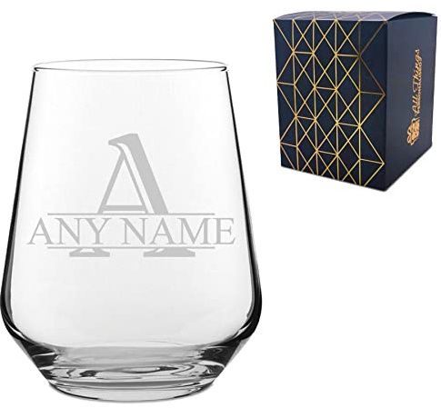 Personalised Engraved Allegra 15.5oz Tumbler with Initial and Name Design, Personalise with Any Name and Initial for Any Occasion, Gift Box Included, Laser Engraved