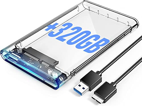 SIMPLETEK Externer Adapter, tragbar, transparent, 2,5 Zoll HDD, mit 320 GB, SATA, USB 3.0, 5 Gbps (überholt)