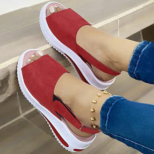 Sandals Women Dressy Summer,Womens Closed Toe Sandals,Comfortable Wedges Sandals Outdoor Walking Roman Shoes Flat Sandals,Wedge Espadrilles Casual Ankle Strap Platform Sandals Beach Travel