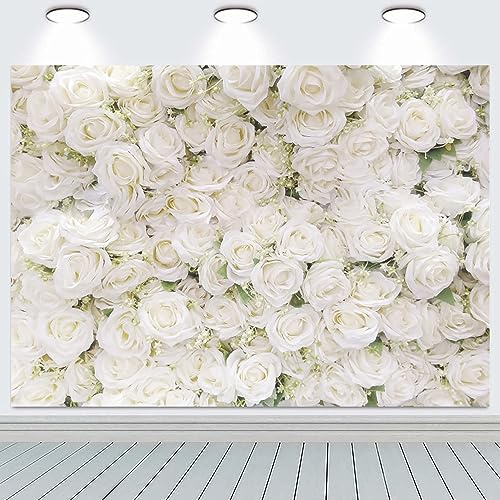 3x2.4m Telón de Fondo de Pared de Flores Blanco Rosa Floral Fotografía de Fondo Niñas Cumpleaños Fiesta de Bodas Ducha de Novia Decoraciones Retrato Photoshoot Banner Photo Booth Props