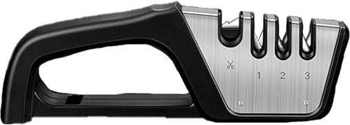 MAHWER Knife Sharpener, Manual Knife Sharpener for Sharpening Kitchen Knives Stainless Steel Sharpening Tool, with Diamond Coated Aviation Ceramics Grinding Wheel and Non Slip Base, 23X7.5Cm