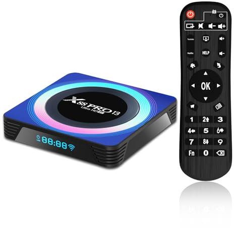 CHROX Android 9.0 TV Box, X88 Pro 13 RK3528 64-bit Quad Core Arm Corte-A55 Admite 2.4G 5G Dual Wifi/8K/4K 3D/USB 3.0/H.265 Cajas De TV Inteligentes,4gb+64gb