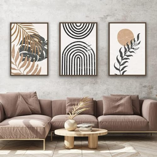 ZFTCN 3er Set Abstrakte Boho Wandkunst - Strichzeichnung Frau, Botanische Blatt Poster - Ohne Rahmen (3Pcs-30x40cm)