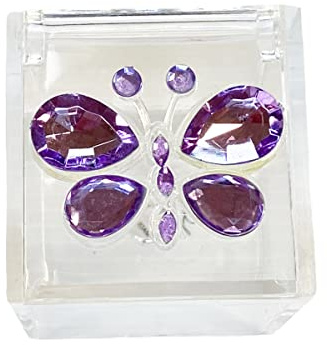 Lady Bugs Juego de 6 cajas para peladillas de plexiglás transparente con mariposa lila H 5, bombonera