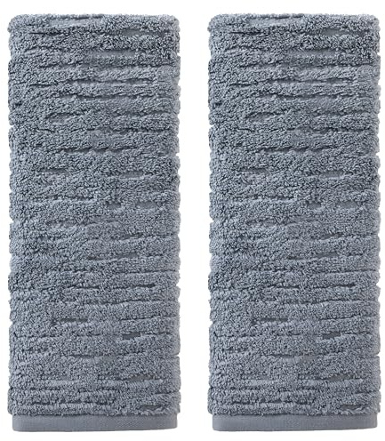 SKL Home CloudSoft Cotton Luxury 2-Piece Hand Towel Set, Smoke Blue