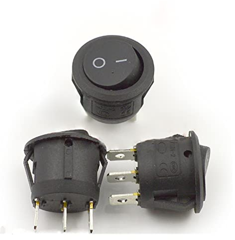 Interrupteur à bascule 10 pièces-30 pièces interrupteur de bateau rond 3 pieds deux interrupteur d'alimentation interrupteur à bascule unipolaire KCD1-201/3P diamètre 23MM ouverture 20mm 6A 250V inter