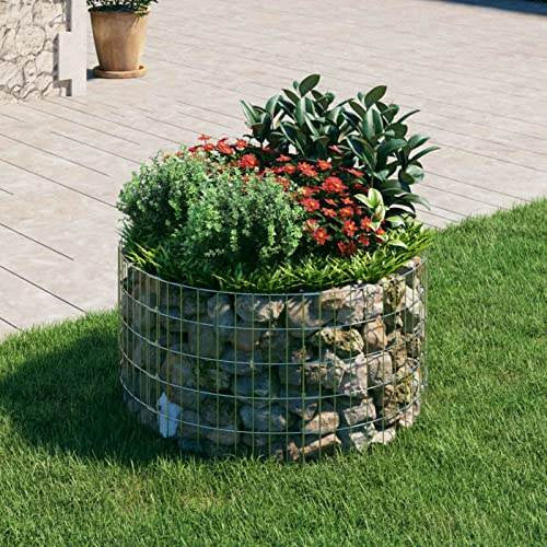 BaraSh Gabionen-Säule Rund Verzinkter Stahl Ø100x50 cm Gabione Steingabionen Steinkorb Gabionen Wand Drahtkorb Draht Mauer