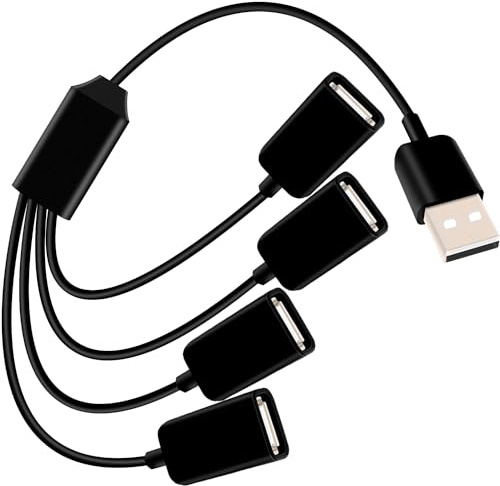 RIIEYOCA USB Splitter Y Kabel,4 in 1 USB 2.0 A Stecker auf 4 USB Buchsen Daten Sync Ladekabel,Multi USB Ports Power Extension Hub Kabel für PC/Auto/Laptop/U Disk,0.3M