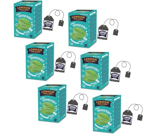 London Fruit® | Infuso Menta e Liquirizia Senza Caffeina | Tisana Digestiva Menta Rinfrescante - 6 x 20 Bustine (180 Gr)