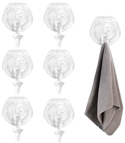 6 Pezzi Ganci a Ventosa Bagno Super Resistenti 2KG per Doccia Bagno Cucina Finestra e Vetro, Hook Forte Rimovibili per Ghirlanda Porta, Trasparente Gancio Ventosa Forte per Asciugamani Accappatoi