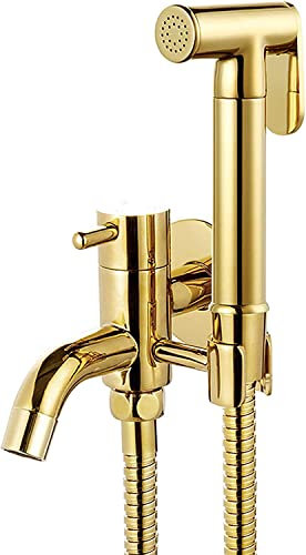 Toilettenspray-Set, Stoffwindel-Sprayer-Set, Messing, Einzel-Kalt-Handbrause, WC-Set, goldenes WC-Sprayer, wandmontiertes Badezimmer-Waschraum-Set mit Mopp, Pool-Wasserhahn