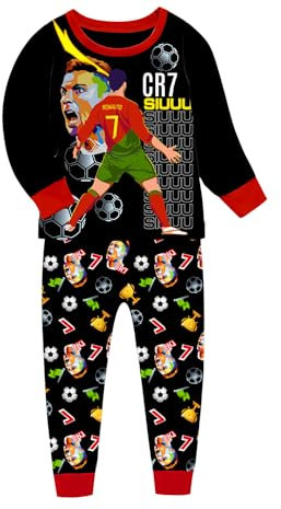 TONGQUD Boys Pajamas Ronaldo No.7 Fans Cotton Homewear Pyjama Set Long Sleeve Casual Pjs Set (UK, Age, 6 Years, 7 Years, Regular, Red)