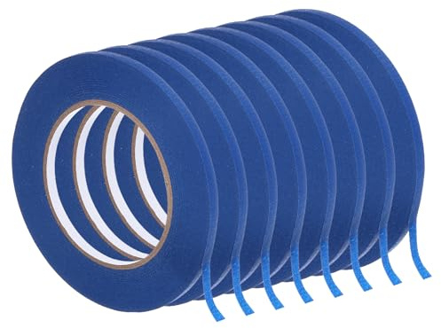 Rebower Ruban De Masquage Bleu Ruban De Peintre Ruban De Papier [pour Bricolage DIY Murs Peinture Emballage Automobile Décoration Intérieure Enseignement]- 0.2 Pouce x 60 Verges/8 Rouleaux