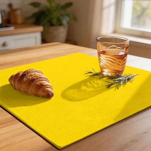 Rinpon Tischsets aus Stoff, 4 Stück, Leinentyp, Stoff, maschinenwaschbar, hitzebeständig, Platzsets, knitterfrei, Dickes Polyester, Küchen-Tischsets für Esstisch (Gelb)