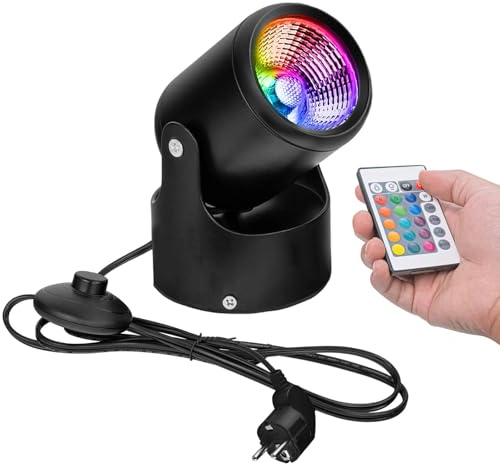 FSLiving 9W LED Accent Uplight mit 1,8m Schaltkabel, Dimmbares Spotlight mit Fernbedienung, led Wandleuchte Wandspot mit Schalter für Galerie Ausstellung Platte Gemälde,schwarz