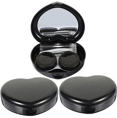 PLAFOPE 3sets Travel Pack of Contacts Lens Cases Portable Organizing Case Box Mirror for Women Men Compact for Bag Suitcase