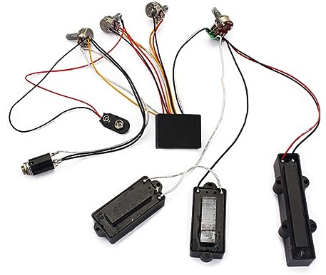 VINTORKY Bassgitarren-tonabnehmer-set mit Aktiver Vorverstärkerschaltung, 3-band-equalizer, Gitarre und Bass, Inklusive Kabelbaum und Tonabnehmer für Klangregelung