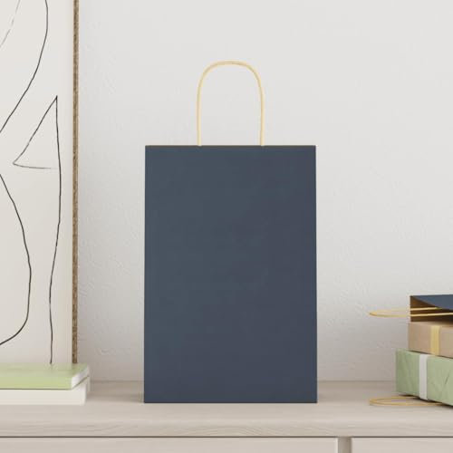 vidaXL Kraftpapiertüten 50 Stk. mit Henkel Blau 22x11x31 cm, Papiertüte, Geschenktüte, Papiertüte mit Henkel, Kraftbeutel, Geschenktüte Kraftpapier