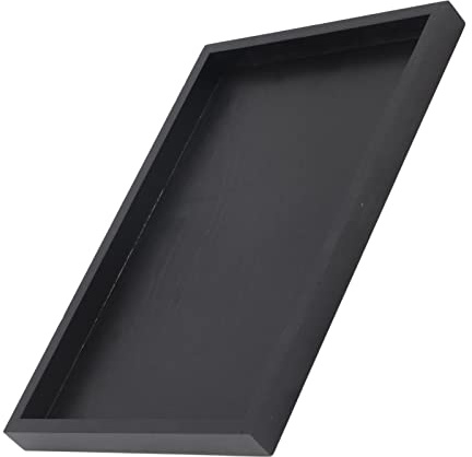 Culnflun Vassoio da tè rettangolare in legno nero, 22 * 12 * 2 cm/25 * 18 * 2 cm/30 * 20 * 2 cm, vassoio da tè e caffè rettangolare in legno massello adatto a ristoranti e case (22 * 12 * 2 cm)