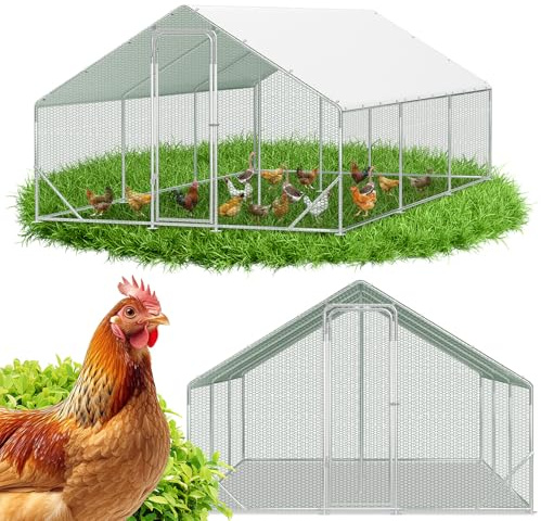 ISOISL Hühnerstall Hühnerkäfig 3x6x2m Hühnerhaus aus Verzinkter Stahlrahmen mit PE Dach Geflügelstall und Schloss Wachtelstall Winterfest Hühner Voliere