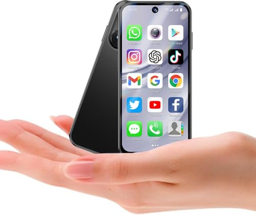 Hipipooo Mini Smartphone, Unlocked Tiny Cell Phone with 3.88 HD Screen World's Smallest Compact Cheap Small Mobile Phones 1950mAh Android 12, 4GB RAM+ 64GB ROM, 2.0+5.0MP, Dual SIM（Black）