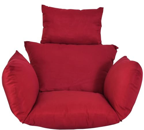 Cuscino per sedia a dondolo in rattan rosso da appendere per esterni, cuscino di ricambio per sedia a dondolo da giardino con comoda imbottitura