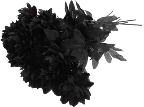 MAGICLULU 12 Pièces Décoration d'halloween Fausses Fleurs avec Tiges Noires Fleurs Artificielles De Dahlias Fleurs Artificielles en Vrac Fleurs De Dahlia Artificielles Fleur De Soie Black