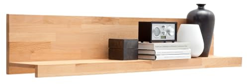 Lomadox Wohnzimmer Wandboard Wandregal 150 cm, Kernbuche massiv geölt keilgezinkt, Echtholz/Massivholz