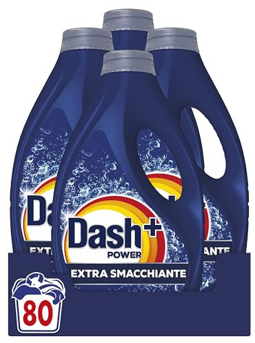 Dash Power Detersivo Liquido Lavatrice, 80 Lavaggi (4x20), Extra Smacchiante, Rimuove anche le macchie secche da 7 giorni, per una pulizia impeccabile