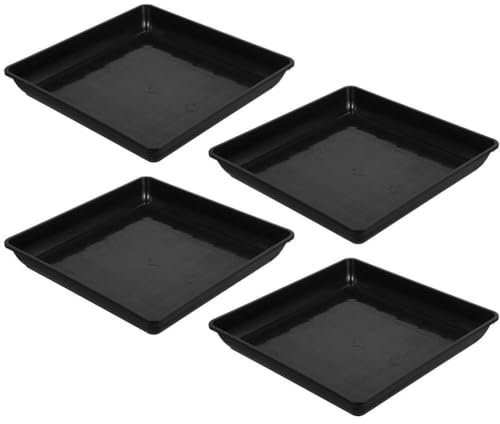 Chencunquangod Lot de 4 soucoupes carrées pour plantes d'intérieur et d'extérieur en pot, 22 cm