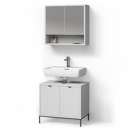Livinity Ensemble de Meubles de Salle de Bain ATERNO, Blanc, 2 pièces