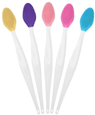 5 Stück Lippenpeeling-Pinsel, doppelseitiges Silikon-sanftes Lippenpeeling-Werkzeug, Silikon-Peeling-Applikatoren, Nasen-Mitesser-Reiniger, Lippenpinsel für Männer und Frauen