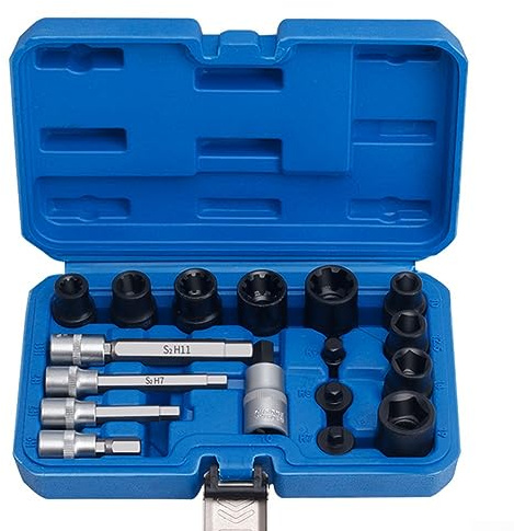 Brake Caliper Socket Adapter Kit - Comprehensive 17-Piece Impact Set for Professional and DIY Brake Repairs