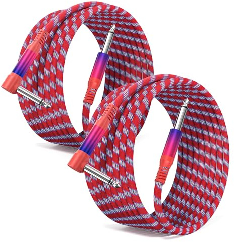 Elebase Cavo Chitarra TS 6.35MM 2M 2Pack,Cable Jack Audio Angolare | Cavo Jack Mono 6,35mm a 6,3mm,Cavi Guitar 90 Gradi 1/4 inch per Strumenti Musicali,Accessori Chitarra,Basso,Tastiera,Amp