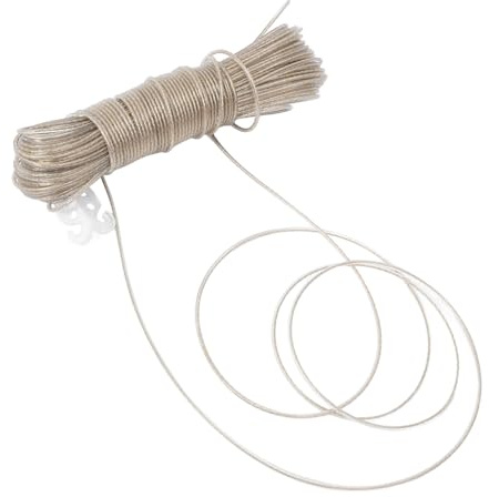 Cabilock Cuerda de Tender Ropa Exterior de Antideslizante y Resistente al Viento para Camping y Línea de Lavandería Pesada y Duradera Incluye Ganchos Transparentes para Uso o Exterior