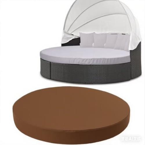 Generisch Sonneninsel Auflagen Überzug Wasserdicht, 167,6 cm Runder Outdoor-Tagesbett-Kissenbezug, Liegepolsterbezug Sonneninsel Rund, Sonneninsel Auflagen Ersatz 100% Polyeste-Brown||66inch