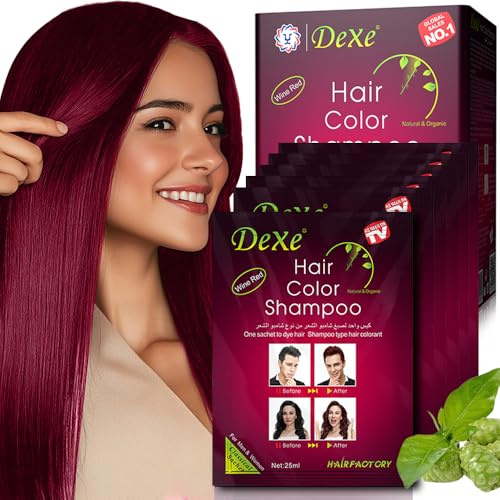 10 flaconi di shampoo colorante istantaneo color vino rosso, shampoo colorante per capelli e barba color vino rosso, adatto sia per uomini che per donne, contiene estratti vegetali(Wine Red)