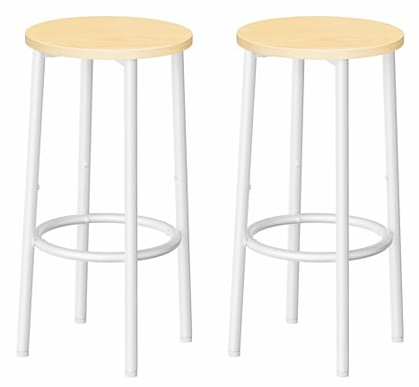 HOOBRO Set di 2 Sgabelli da Bar, Taburete de Encimera de Cocina con Reposapiés, Sgabelli da Bar de Estilo Industrial, Adecuado para Cocina, Restaurante, Sala de Fiestas, Bianco e Naturale EWN03BY01
